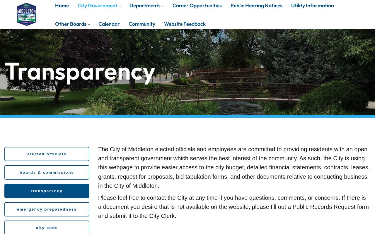 Official City of Middleton transparency page for public-record guidance